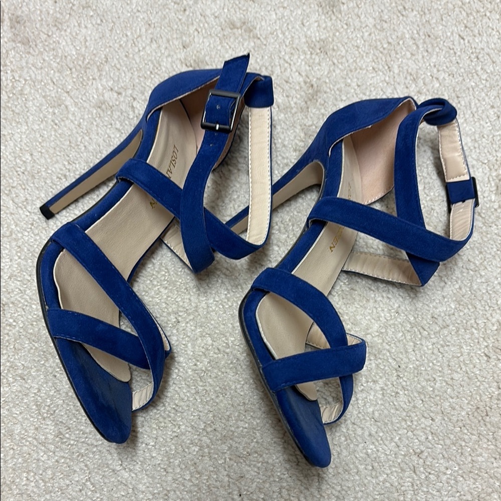 Women's Blue Strappy Heels - Picture 3 of 4